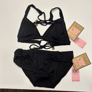 JUICY COUTURE BIKINI SEXY BLACK BASIC  
RARE FIND!  2 PIECE DANCE SET SIZE SMALL